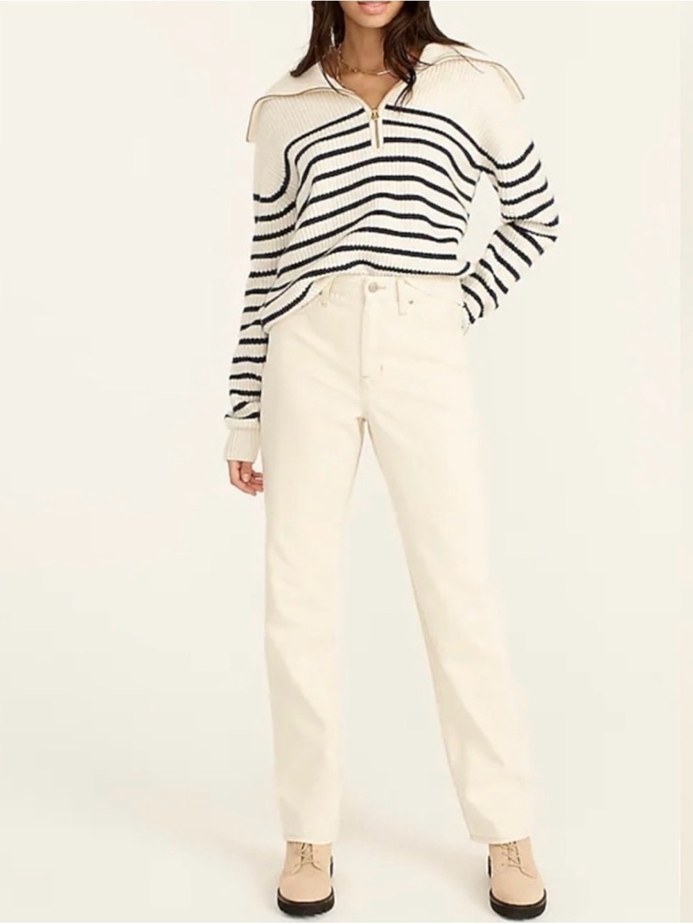 NEW J. Crew Slouchy Boyfriend Jeans in Ecru 25